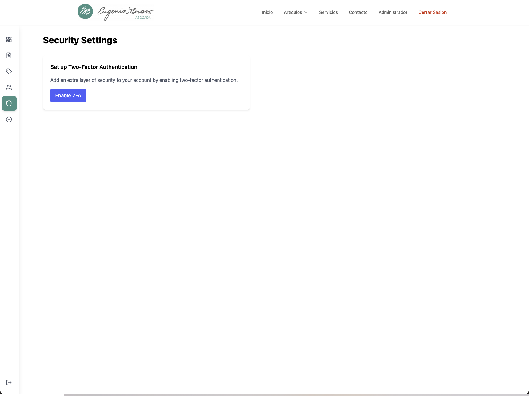 EugeniaBravo admin security settings